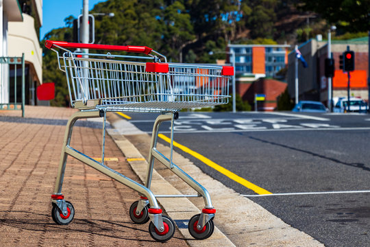 An Abandoned - Unattended. Shopping Trolley In The Street In Australia.