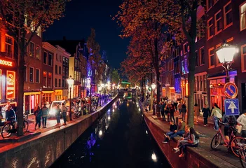 Poster de jardin Amsterdam Amsterdam bei Nacht