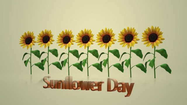 Banner with sunflowers. International Sunflower Day. Yellow flowers. 3d render sunflower.