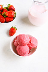Strawberry ice cream with fresh berries