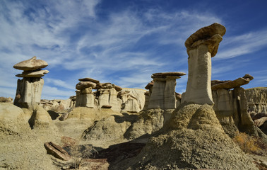 Weird sandstone formations created by erosion at Ah-Shi-Sle-Pah Wilderness Study Area in San Juan County near the city of Farmington, New Mexico.