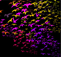 flock of birds graphic design vector art
