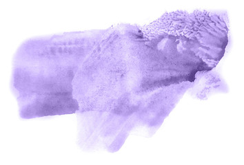 Abstract watercolor background hand-drawn on paper. Volumetric smoke elements. Blue-Purple color. For design, web, card, text, decoration, surfaces.