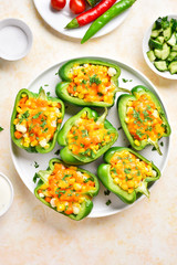 Baked green bell peppers