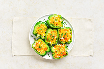 Baked green bell peppers