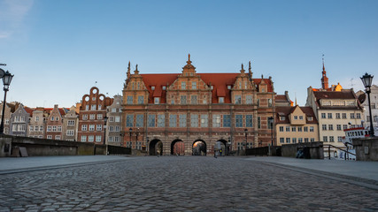 The Green Gate in the old town of Gdansk. Green gate is entrance to the Long Lane street and beginning of the Royal route in Gdansk