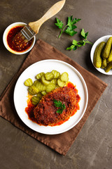 Nashville style hot chicken with pickle