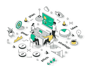 Sales Strategy Presentation Isometric Concept