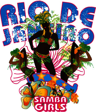 Brazil samba girl print embroidery graphic design vector art