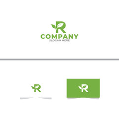 Letter R Leaf Logo Design Template