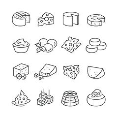 Foto op Plexiglas Cheese related icons: thin vector icon set, black and white kit © Mykola