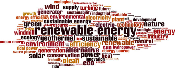 Naklejka premium Renewable energy word cloud
