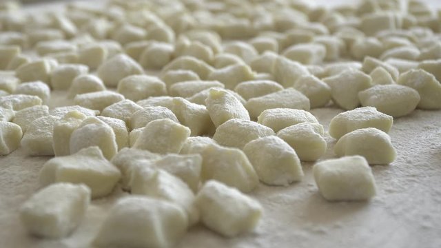 extreme close up of pasta potatoes gnocchi