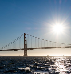 Fototapeta na wymiar Famous Golden Gate Bridge in San Francisco California USA. The Golden Gate Bridge is a suspension bridge spanning the Golden Gate connecting San Francisco bay and pacific ocean