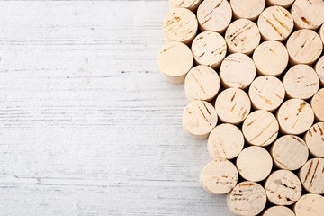 Wine selection and winery setting concept with full frame multiple cork material bottle stoppers...