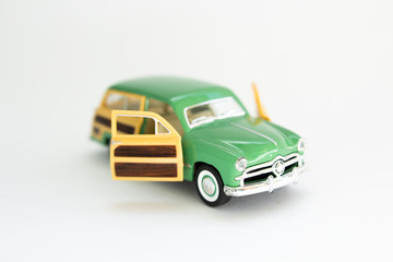 vintage car toy car on a white background