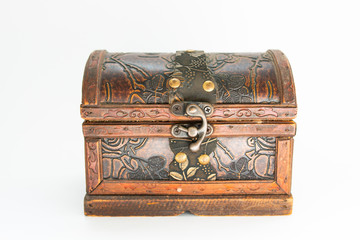 old wooden chest on a white background