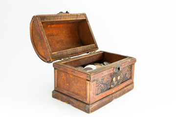 old wooden chest on a white background