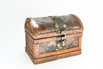 old wooden chest on a white background