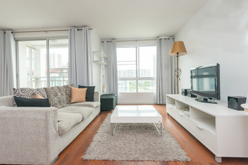 Modern living room in bright colors