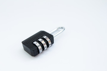 combination lock for a suitcase on a white background