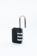 combination lock for a suitcase on a white background