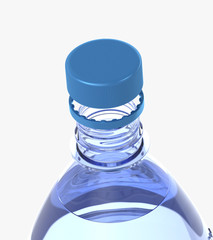 Bottle neck with cap isolated with reflections. 3d illustration