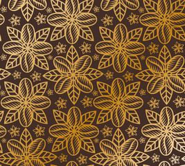 Seamless pattern with coffee beans, coffee leaves and coffee blossoms