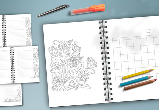 Weekly and Monthly Coloring Planner Layout 