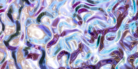 abstract blue water fluid liquid shiny metallic mirror surface 3d render illustration background