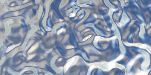 abstract blue water fluid liquid shiny metallic mirror surface 3d render illustration background