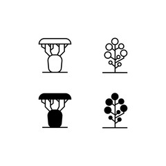 Tree Line and Solid Icon Logo Vector Symbol
