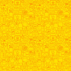 Food Online Delivery Line Seamless Pattern