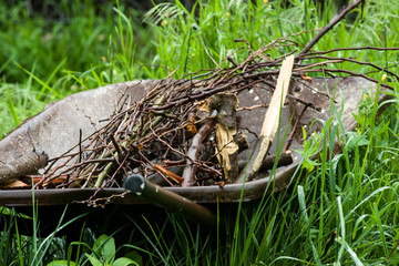 Wheelbarrow with firewood