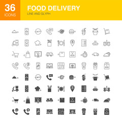 Food Delivery Line Web Glyph Icons