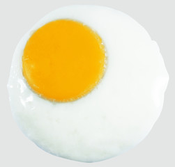 top view fried egg isolated on white background with clipping path