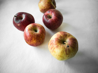 Fresh red Apple, close-up on a black and white background