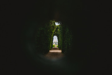 A fantastic view of St. Peter's dome through the keyhole on the gate to the headquarters of the...
