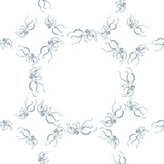 Seamless pattern of an octopus.Deep blue. Doodle hand-draw illustrations in vector. Design for background, packaging, weddings, fabrics, textiles, wallpaper, website, postcards.