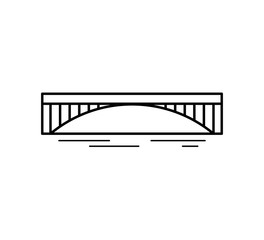 Arch bridge line icon isolated on white background. Urban architecture. Vector illustration.