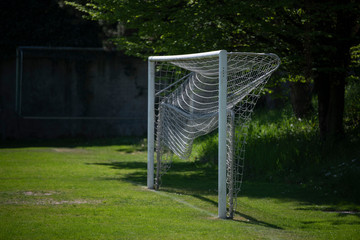 Soccer goal on the old field.