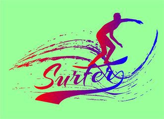 Fototapeta na wymiar Summer sport surf print embroidery graphic design vector art
