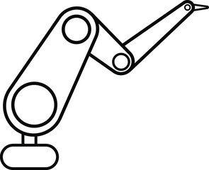 Robotic arm flat vector icon. Industrial robot arm silhouette element.