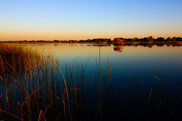 Boteti river Botswana at sunset