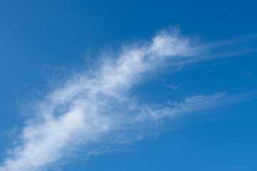 White clouds contrast with the blue sky on a bright sunny day. With warmth