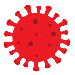 Red coronavirus vector icon illustration, minimalist covid-19 symbol