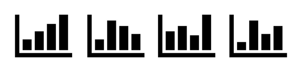 Growing graph icon vector set