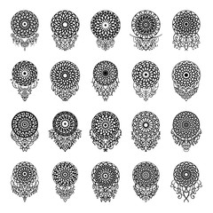 mandala collection ornamental tattoo ethnic pack. Floral art design vector