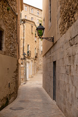 narrow streets of the old town, Girona Spain