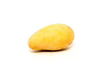 Young potato isolated on white background. Harvest new. Flat lay, top view
